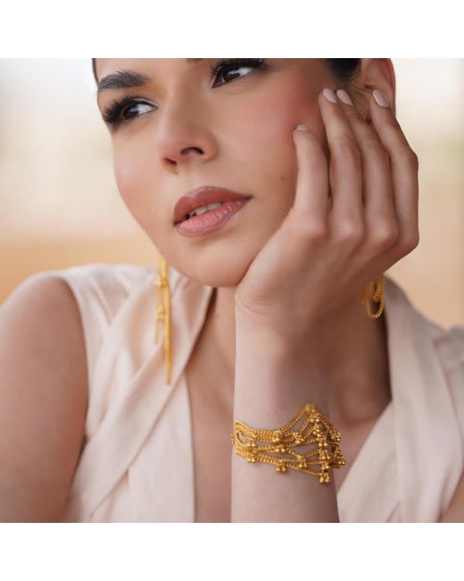 Meraki by Rashmi Bajaj Metallic Golden Bloom Layered Bracelet