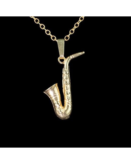 Simon Kemp Jewellers Metallic Saxophone Pendant Eighteen Carat On Solid Sterling for men