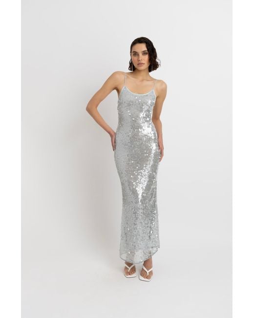 Amy Lynn White Gigi Ice Sequin Maxi Dress