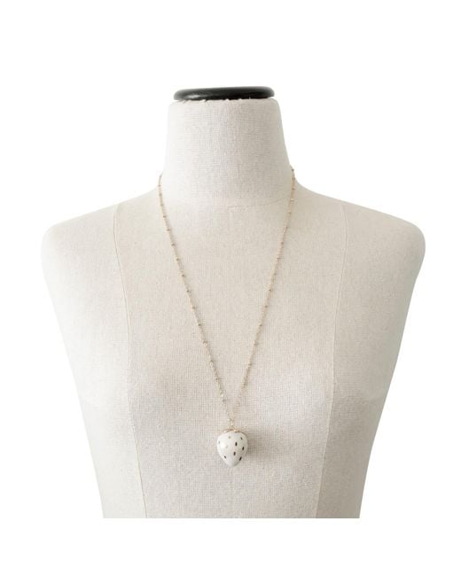 POPORCELAIN Metallic Golden White Porcelain Strawberry Necklace