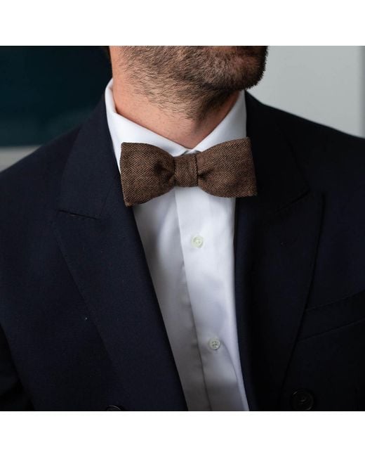 LE COLONEL Brown Bronze Herringbone Bow Tie for men