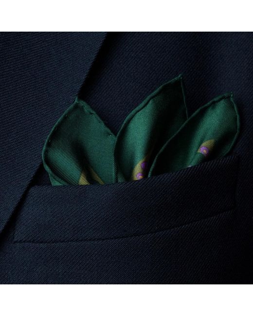 Otway & Orford Blue 'Infinity' Spotted Silk Pocket Square for men