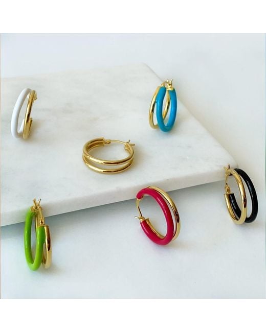 Gold & Honey Metallic Double Hoop Earrings