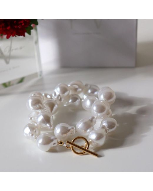 FV Jewellery Metallic Steel Me Baroque Pearl & Necklace