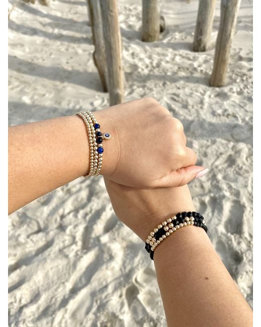 Olivia Le Metallic Beaded Evil Eye Bracelet