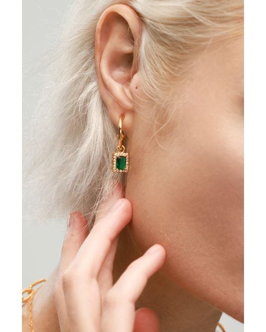 Classicharms Metallic Emerald Hoop Earrings