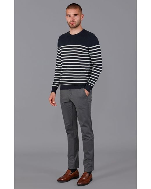 Paul James Knitwear Blue Lightweight Cotton Allen Striped Breton Sweater for men