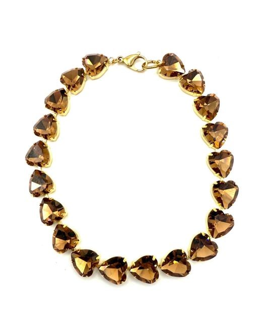 Achala Handcrafted Metallic Topaz Crystal Heart Shaped Necklace