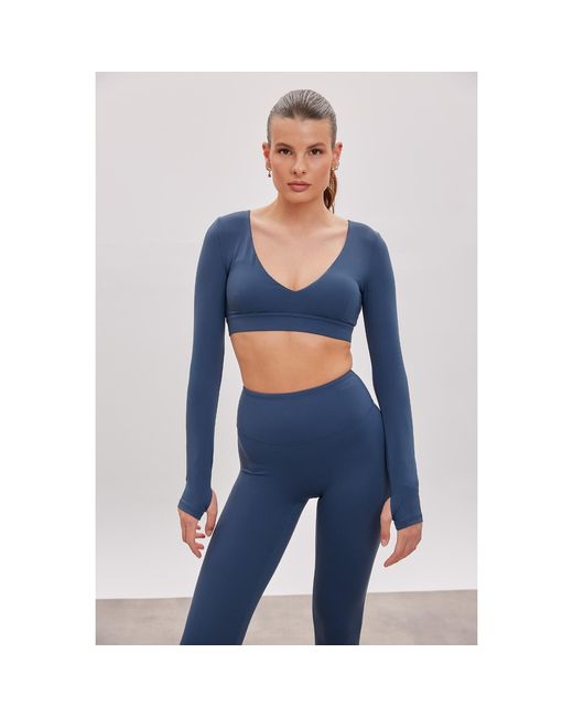 Altra Volta Blue Long-Sleeve V-Neck Top – Petrol