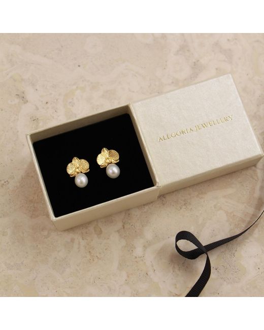 Agora Jewellery Metallic Orchid Pearl Earrings