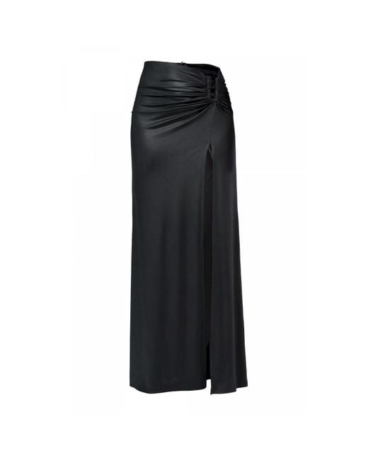 AGGI by HALEWSKI Black Elodia Pearl Sequined Maxi Skirt With Slit