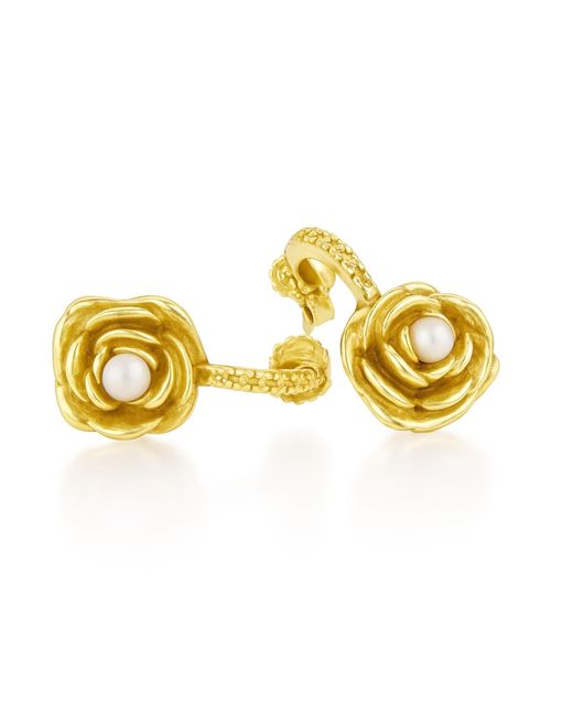 Unaloe Yellow Plated Rose Drop Earrings With Pearl – Earrings For – Jewelry For