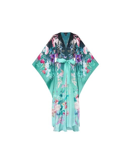 Meng Blue Ombre Silk Satin Warp Dress