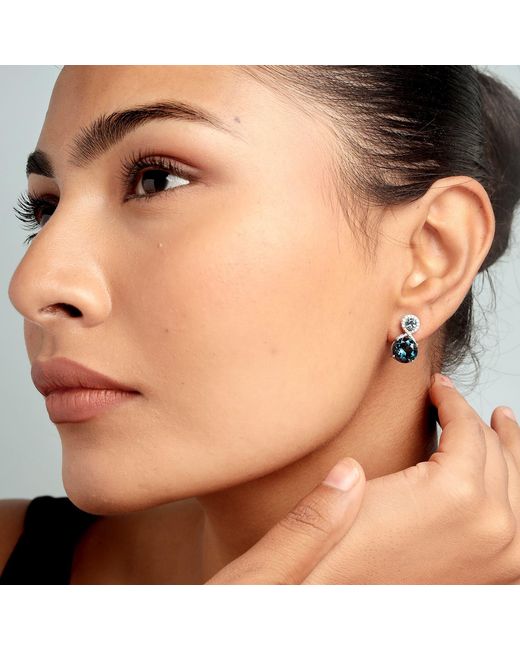 Artisan Blue 14K London Topaz & Diamond Drop Earrings