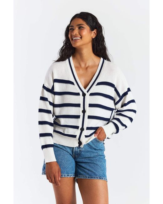 Brodie Cashmere Black Reverse Stripe Cardigan