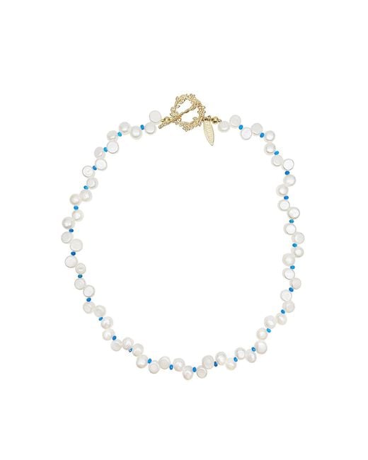 Farra Metallic Flower Petal Freshwater Pearls With Choker