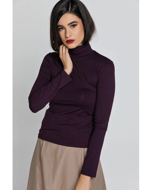 Conquista Purple Turtle Neck Top By