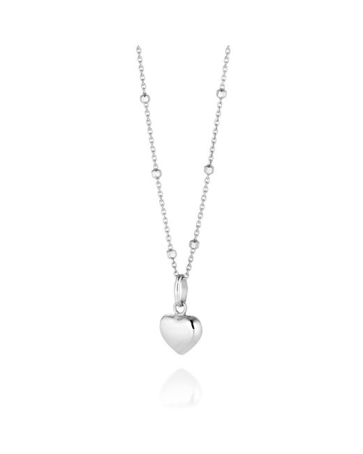 Nellou Jewellery Metallic Heart Charm Necklace Sterling
