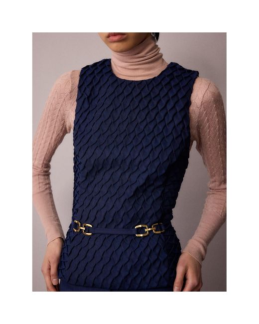 Amanda Thompson Couture Blue Marlo Pleated Waistcoat & Pinstripe Italian Wool