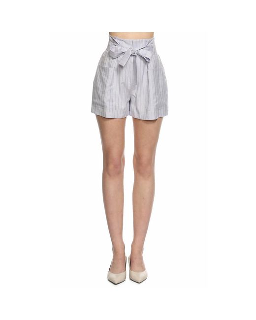 NAZLI CEREN Purple Louis High Waisted Linen Blend Shorts