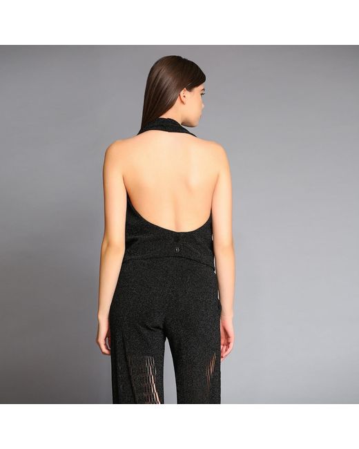 Silvia Serban Black Zig-Zag Lasercut Glitter Pants