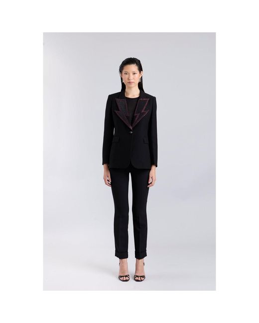 The Extreme Collection Black Embellished Tailored Blazer With Metallic Details
