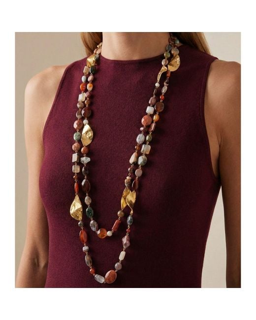 Jaredjamin Metallic Geo Twist Gemstone Linked Necklace