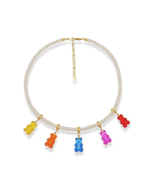 Ninemoo Yellow Interchangeable Bear Charm Pearl Necklace