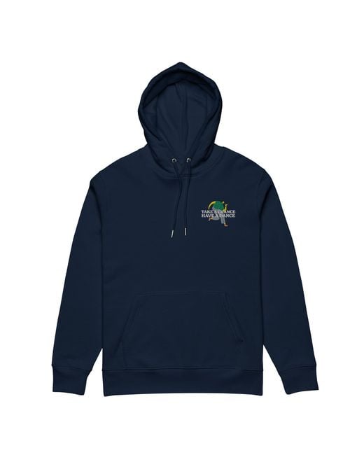 Anchor and Crew Blue Take A Chance Have A Dance Disco! Organic Cotton Embroidered Heavyweight Hoodie for men