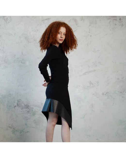 Mirimalist Black Alphalyra Midi Dress