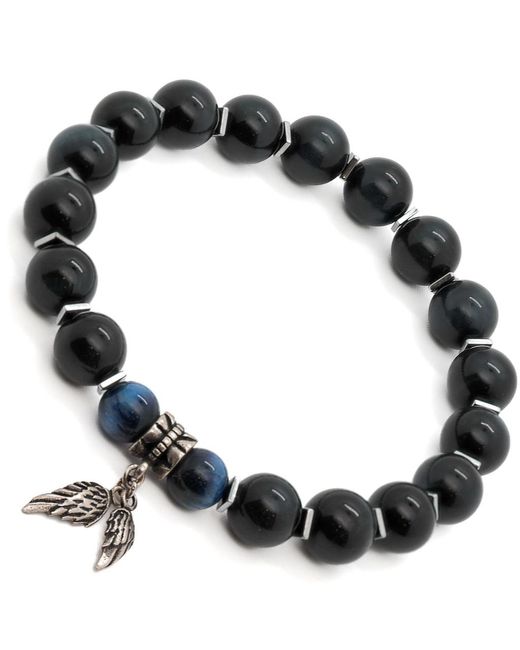 Ebru Jewelry Black Spiritual Beads Angel Bracelet for men