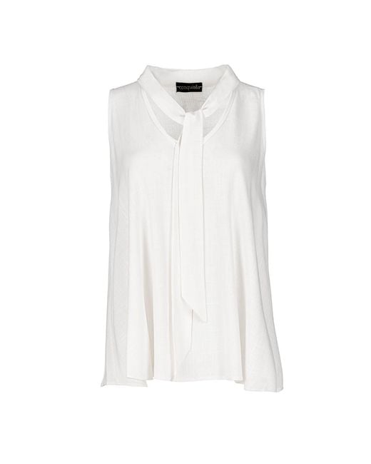 Conquista White Neutrals Ecru Tie Detail Sleeveless Top