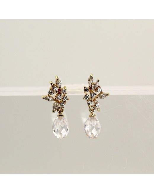 VicStoneNYC Fine Jewelry Metallic Crystal Bridal Floral Dangle Earrings