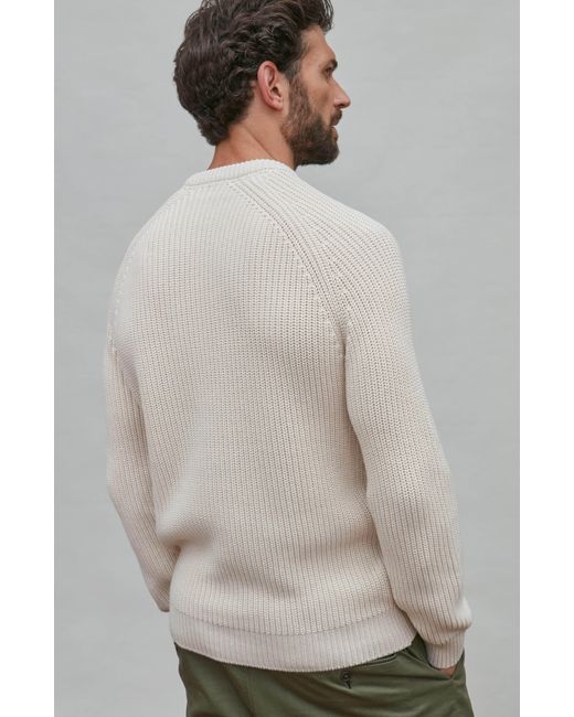 Paul James Knitwear Pink Neutrals Heavyweight Cotton Clark Fisherman Rib Knit Jumper for men