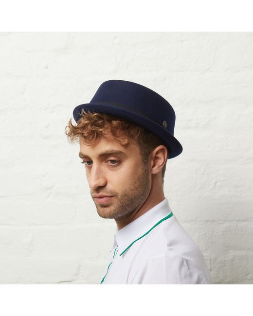 Dasmarca Hats Blue Jack Felt Skimpy Brim Short Brim Rude Boy Mod Style Porkpie Hat for men