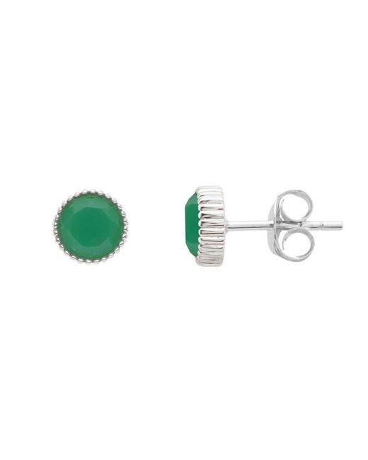 Auree Jewellery Multicolor Barcelona Silver May Birthstone Stud Earrings Chrysoprase