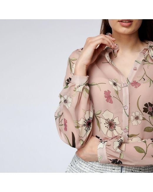 AVENUE No.29 Pink Floral Print Silk Shirt