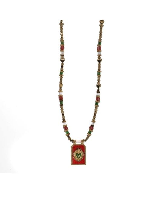 Ebru Jewelry Metallic Summer Love Sacred Heart Beaded Necklace