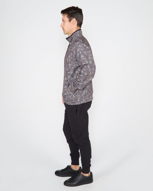 Lords of Harlech Gray Craig Madrid Paisley Quarter-Zip Sweater for men