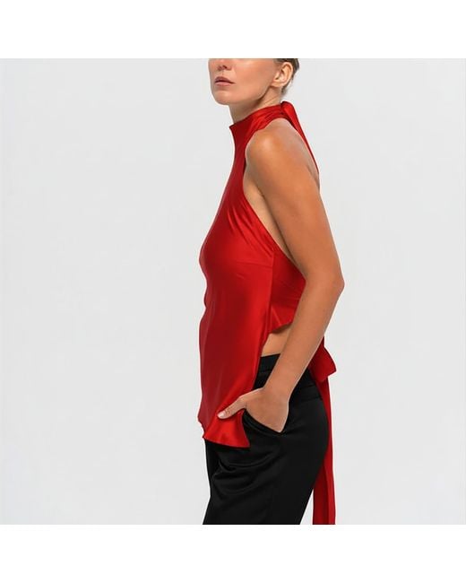 The Ethos Studio Red Alica Top, Silky