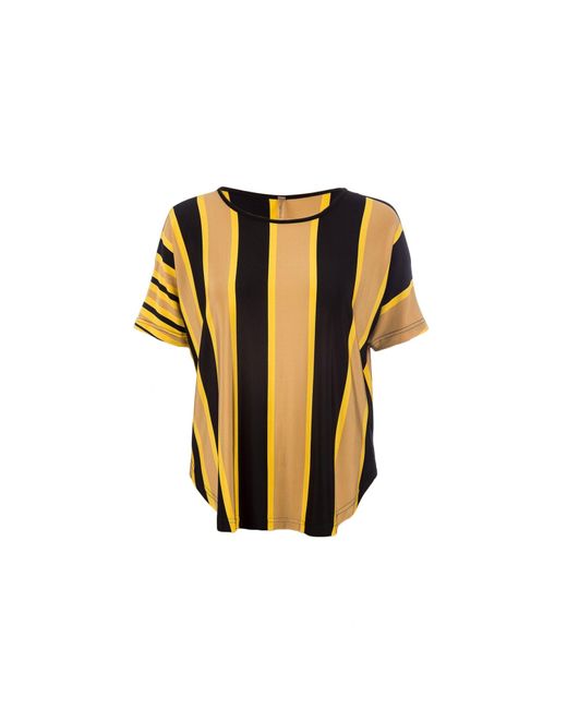Conquista Metallic Sheer Detail Stripe Top