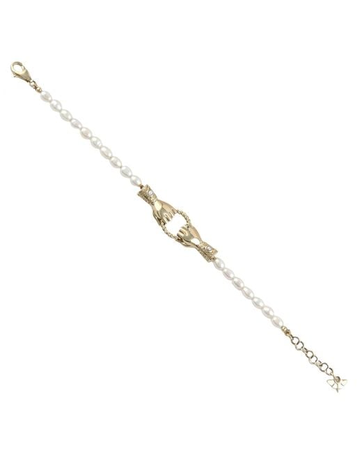 Artisan Metallic 14K Diamond, Freshwater Pearl & Thread Claddagh Bracelet