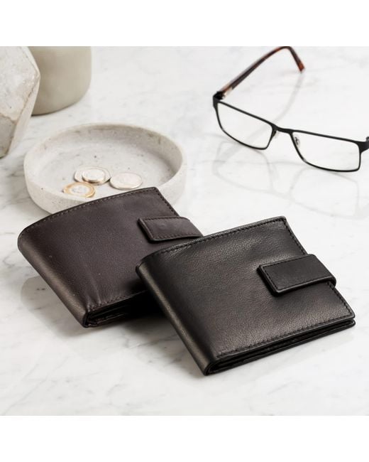 Posh Totty Designs Black Script Message We Love You Daddy Leather Popper Wallet for men