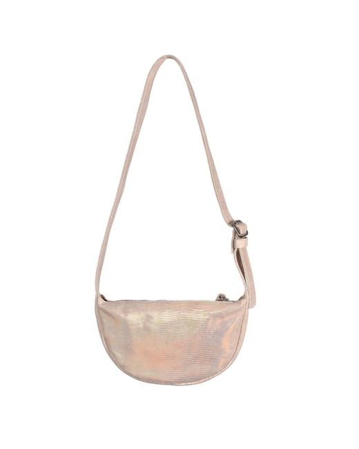 Owen Barry Natural Neutrals Leather Sling Bag Nude Mettalic