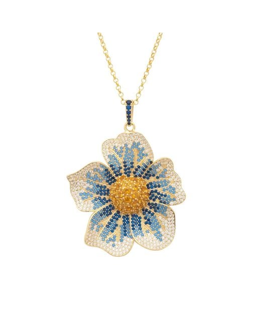 Latelita London Metallic Pansy Blue Necklace Gold