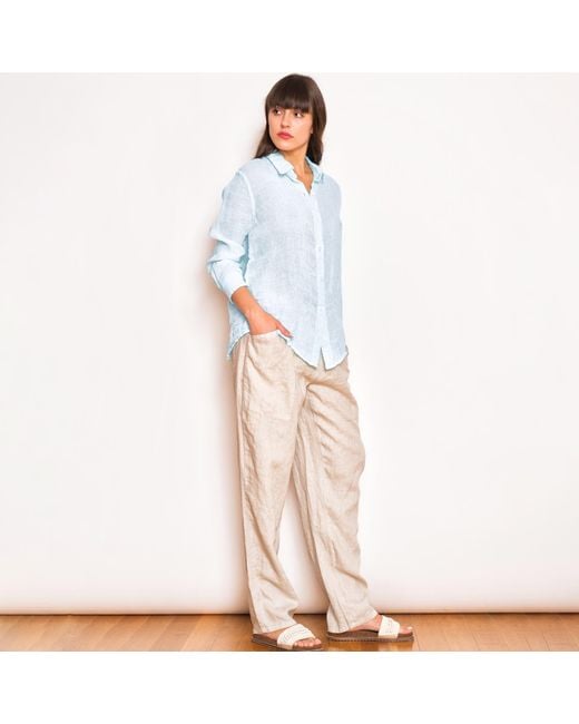 Haris Cotton Blue Linen Gauze Shirt