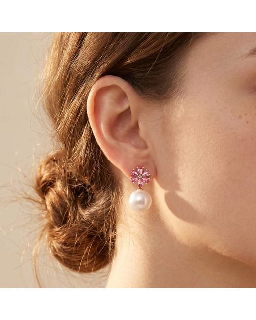 Kai Fine Jewelry Pink Solid Flora Natural Tourmaline, Diamond & Freshwater Pearl Convertible Drop Earrings