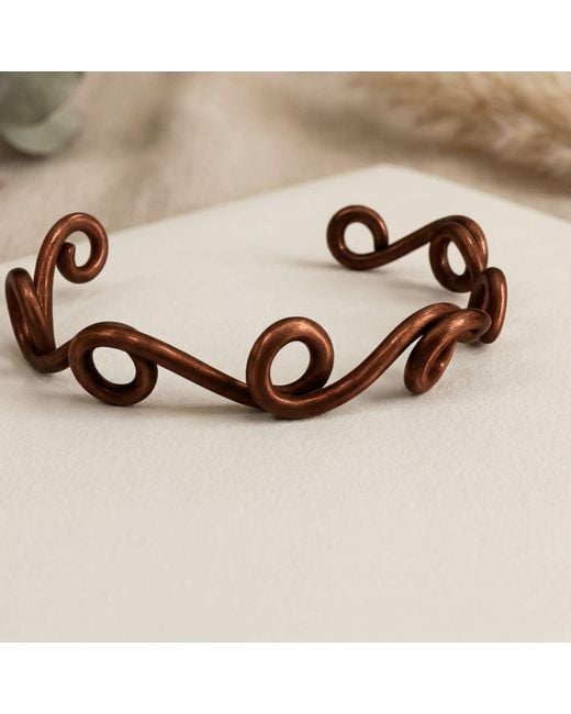 Anatoliacraft Brown Twisted Copper Sculptural Cuff Bracelet