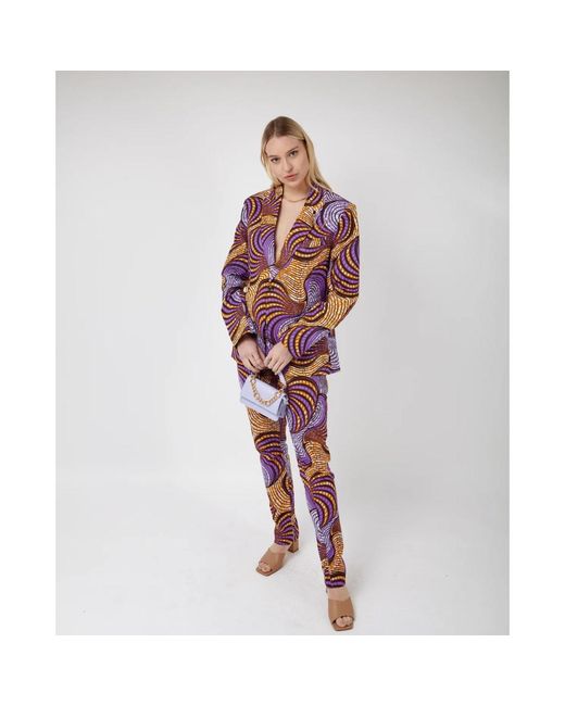 Ohema Ohene Purple Femi Cotton African Print Blazer – Fairground for men