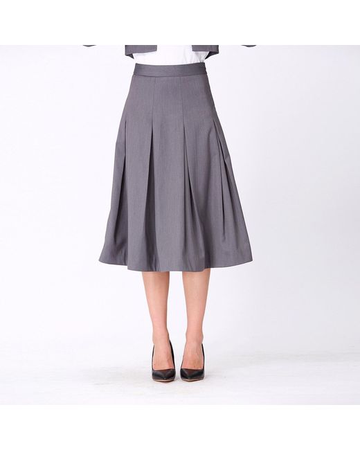 Smart and Joy Gray Flared Pleats Skirt